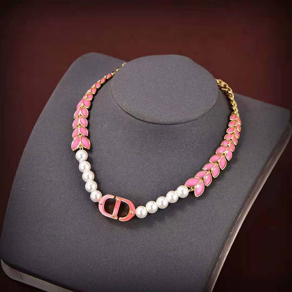 Dior Women 30 Montaigne Necklace Gold-Finish Metal with White Resin Pearls
