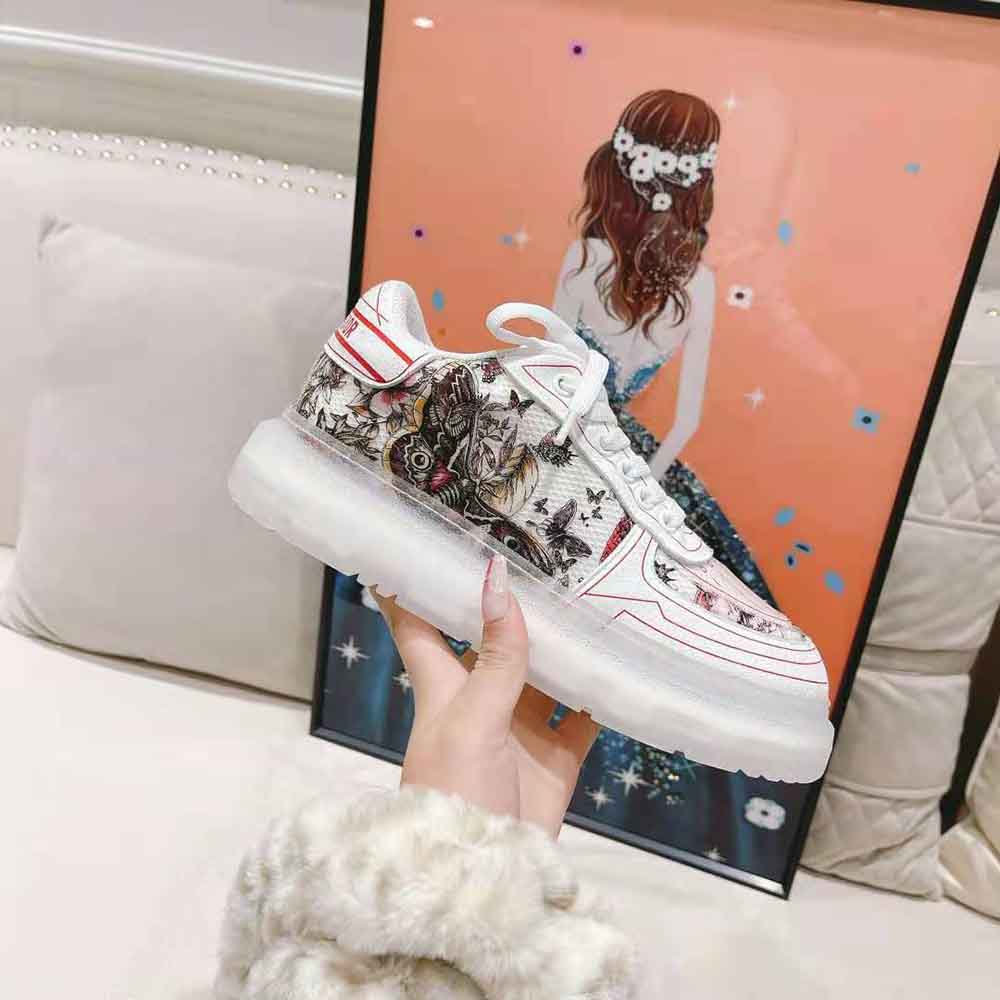 Dior Women Addict Sneaker White Calfskin and Technical Fabric
