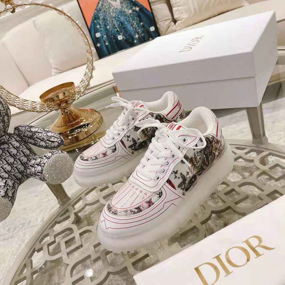 Dior Women Addict Sneaker White Calfskin and Technical Fabric