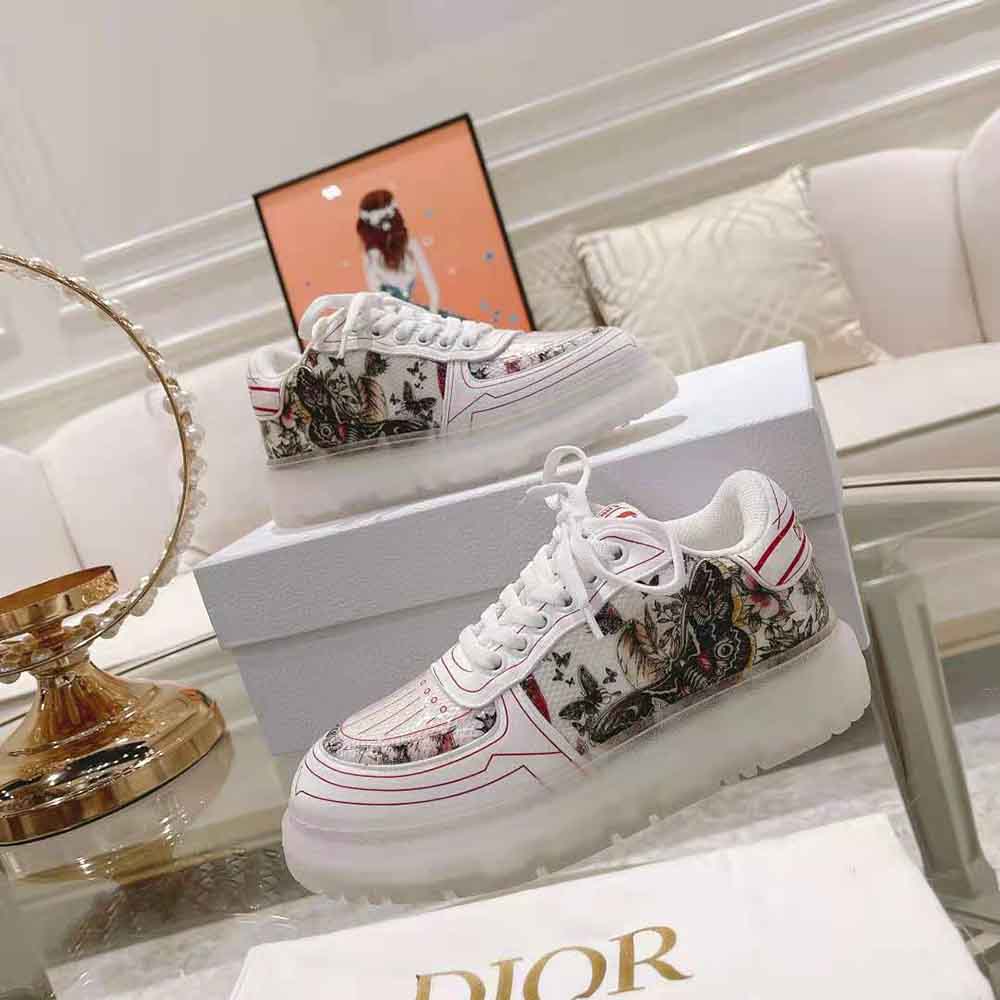 Dior Women Addict Sneaker White Calfskin and Technical Fabric