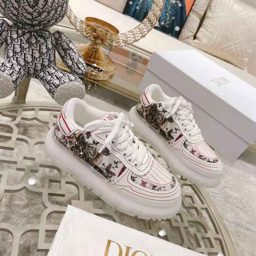 Dior Women Addict Sneaker White Calfskin and Technical Fabric