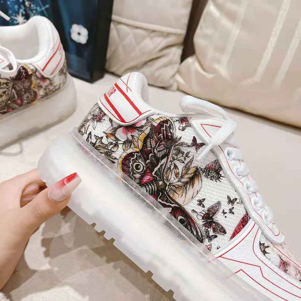 Dior Women Addict Sneaker White Calfskin and Technical Fabric