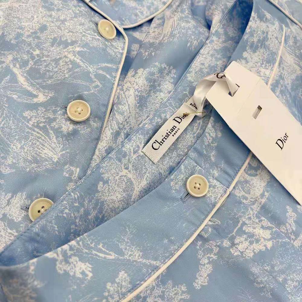 Dior Women Chez Moi Shirt Cornflower Blue Toile de Jouy Reverse Silk Twill