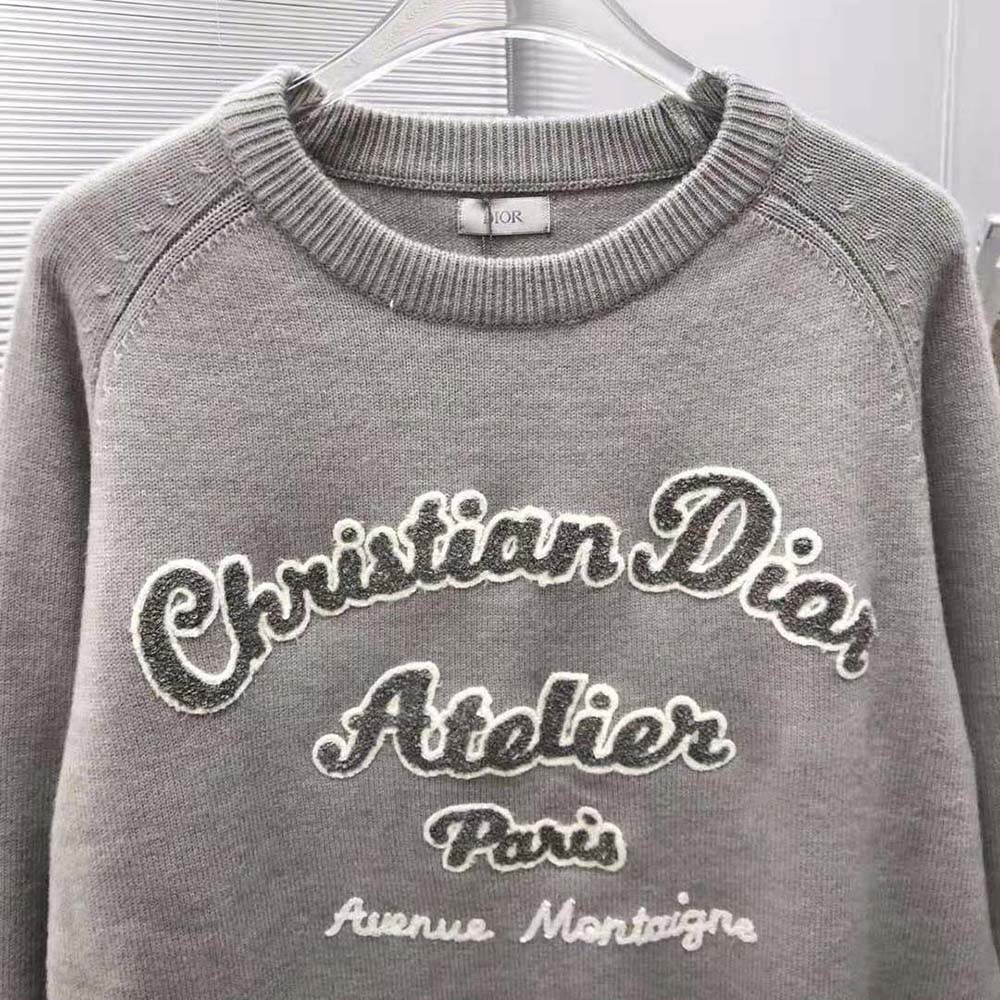 Dior Men Christian Dior Atelier Sweater Gray Wool Jersey