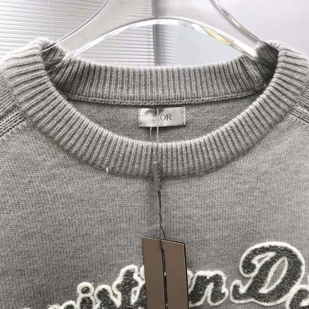 Dior Men Christian Dior Atelier Sweater Gray Wool Jersey