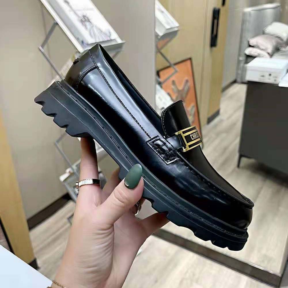 Dior Women Code Loafer Black Brushed Calfskin