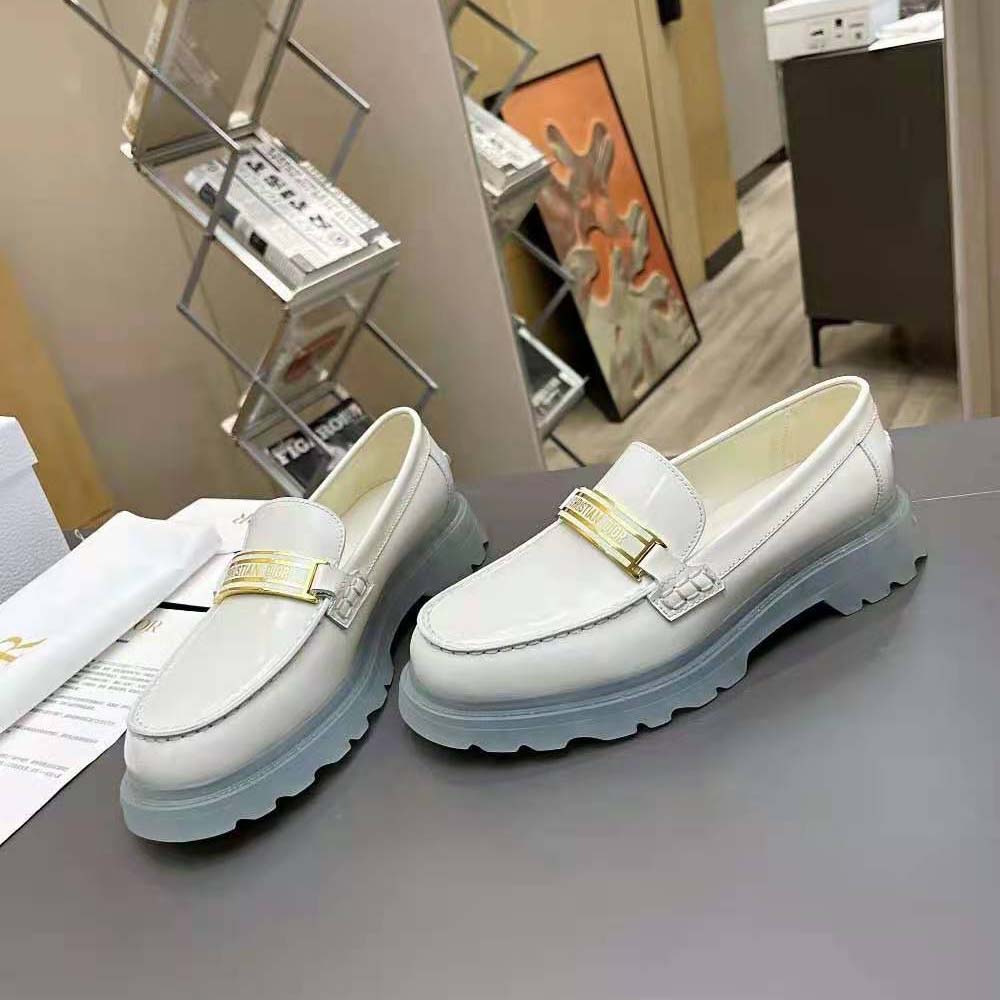 Dior Women Code Loafer White Brushed Calfskin