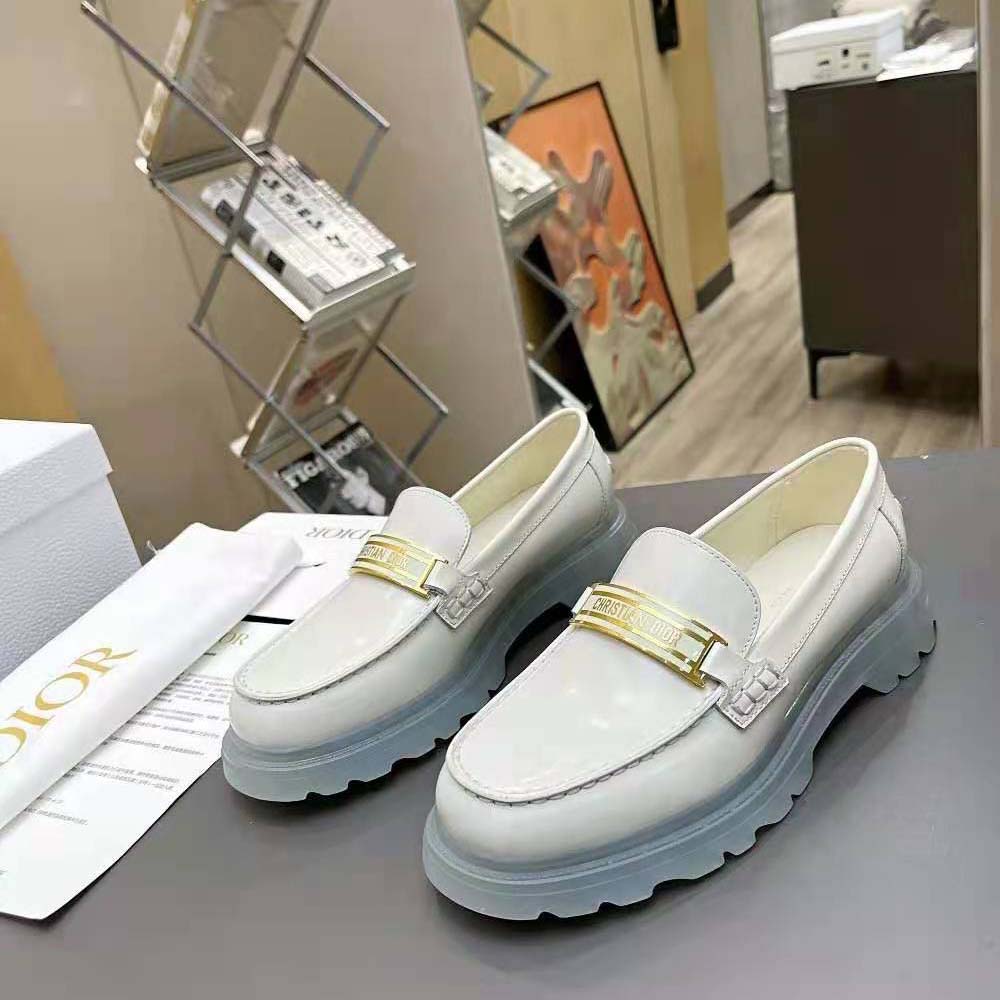 Dior Women Code Loafer White Brushed Calfskin