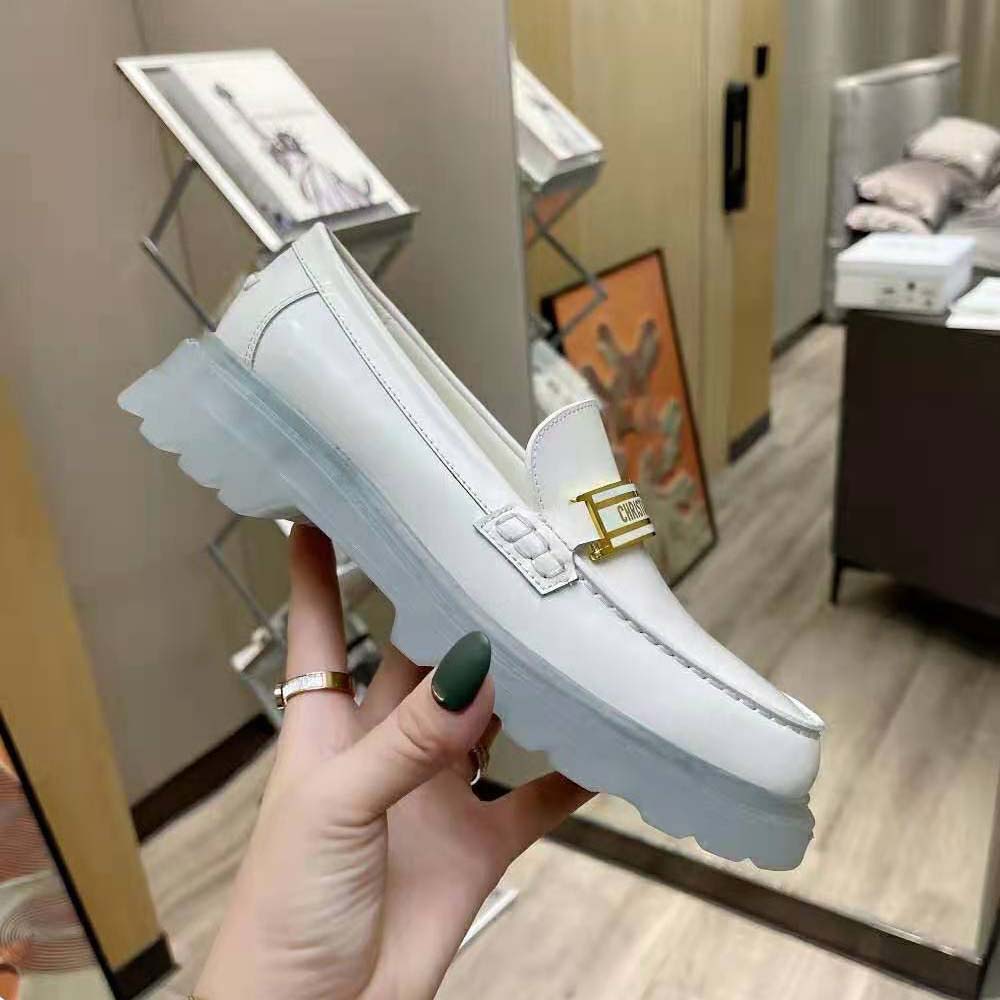 Dior Women Code Loafer White Brushed Calfskin