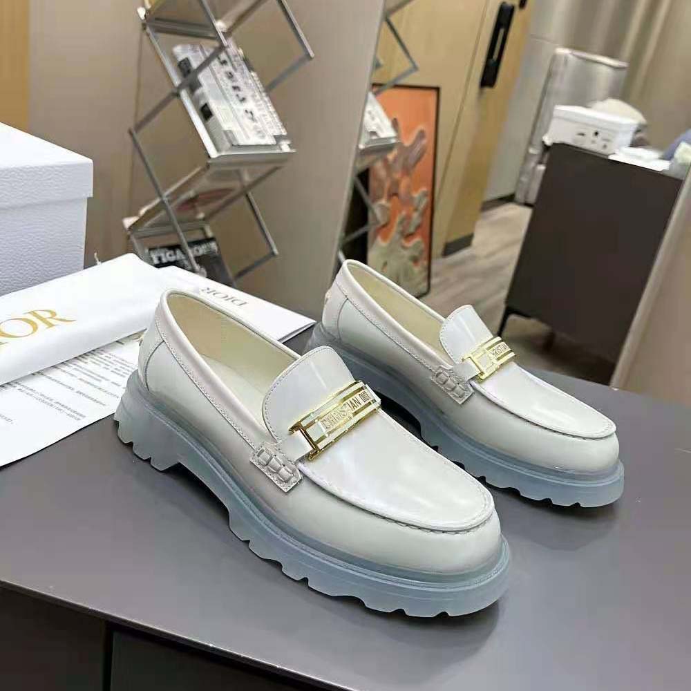 Dior Women Code Loafer White Brushed Calfskin