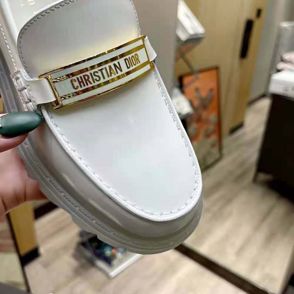 Dior Women Code Loafer White Brushed Calfskin