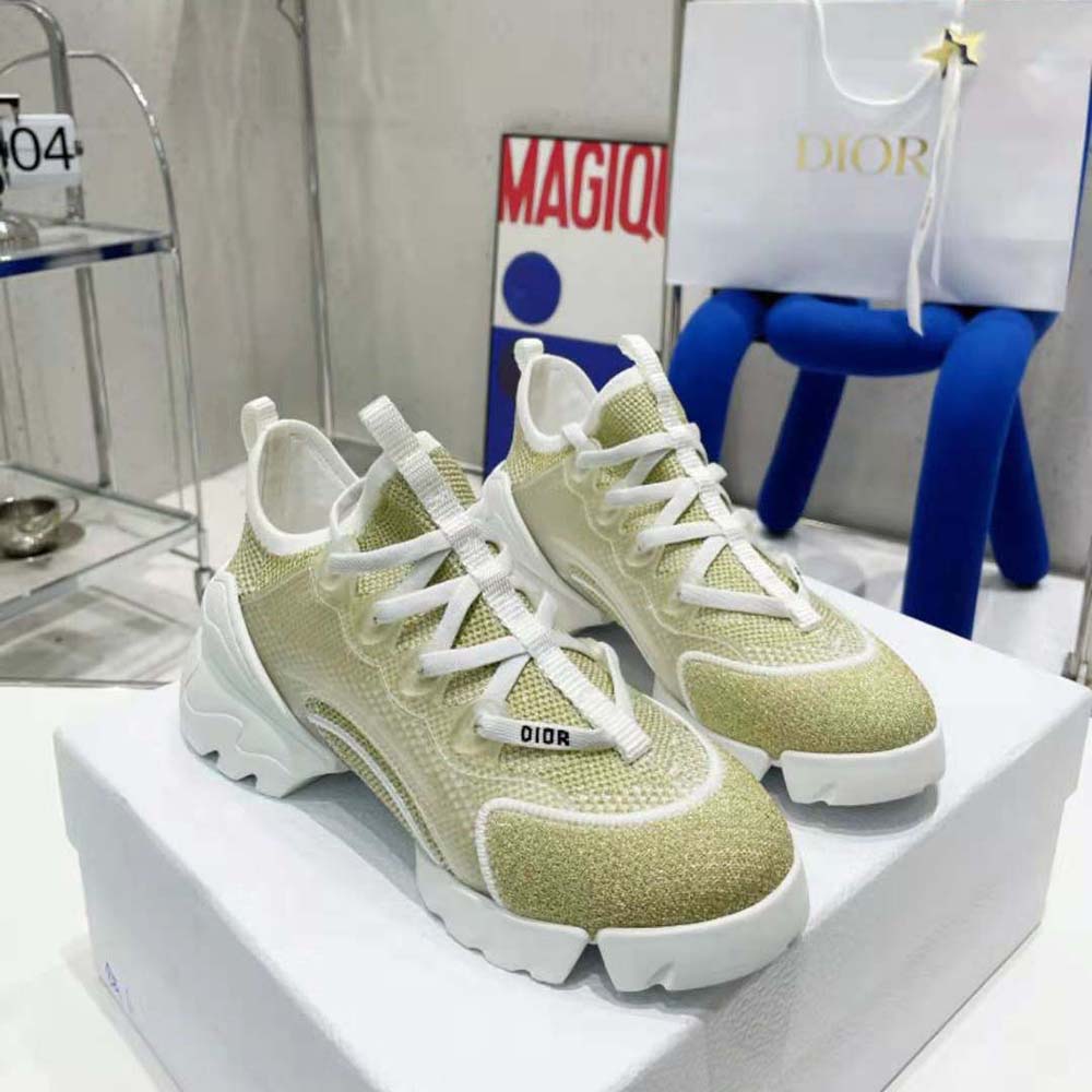 Dior Women D-Connect Sneaker Gold-Tone Laminated Mesh