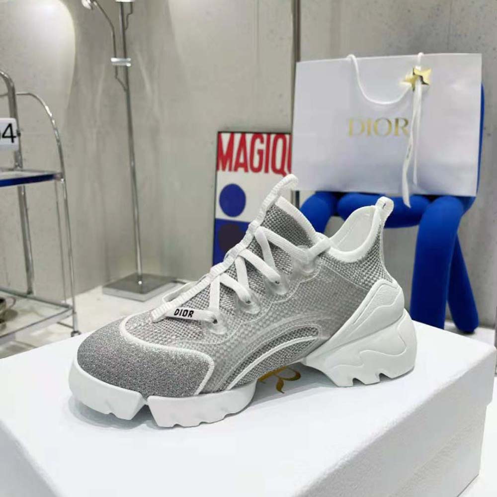 Dior Women D-Connect Sneaker Silver-Tone Laminated Mesh