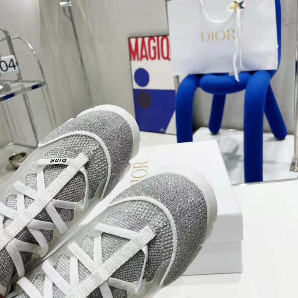 Dior Women D-Connect Sneaker Silver-Tone Laminated Mesh