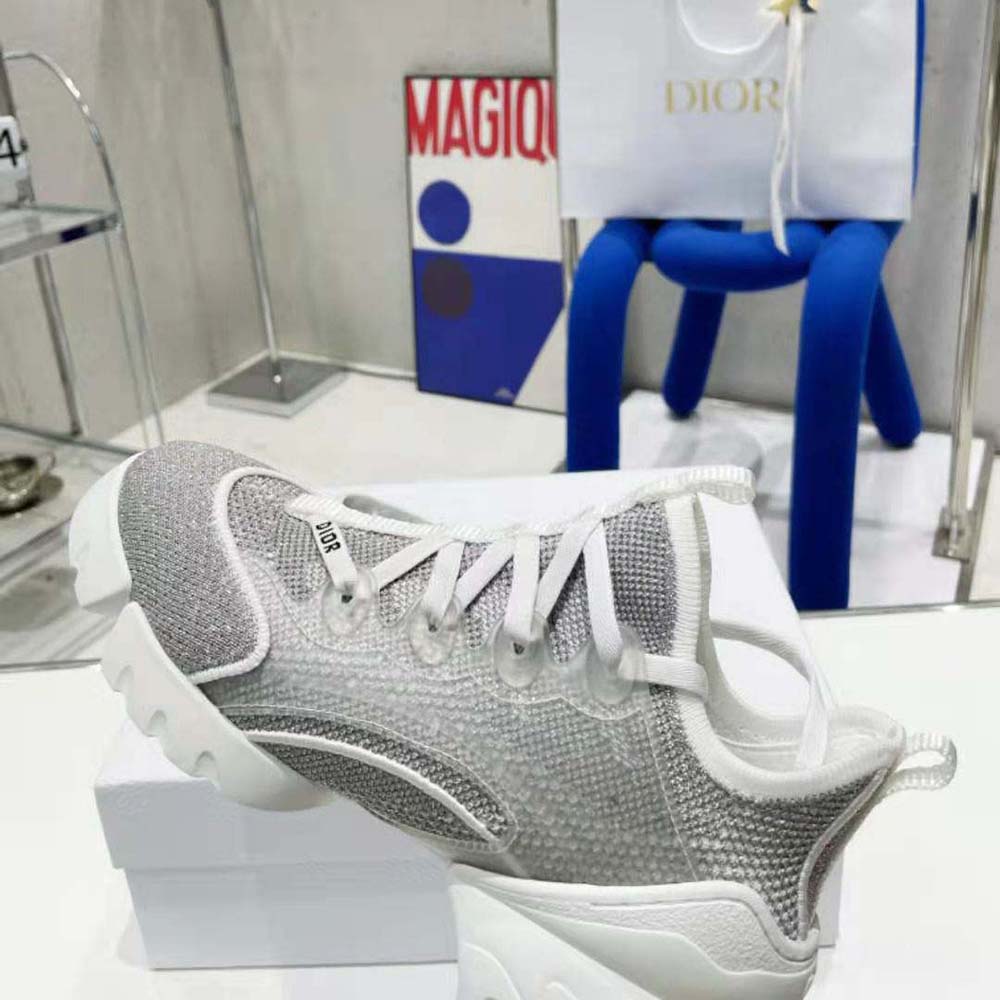 Dior Women D-Connect Sneaker Silver-Tone Laminated Mesh