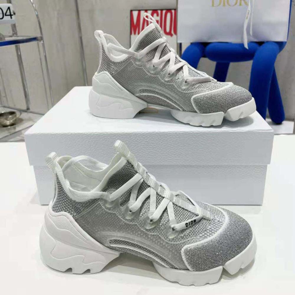 Dior Women D-Connect Sneaker Silver-Tone Laminated Mesh