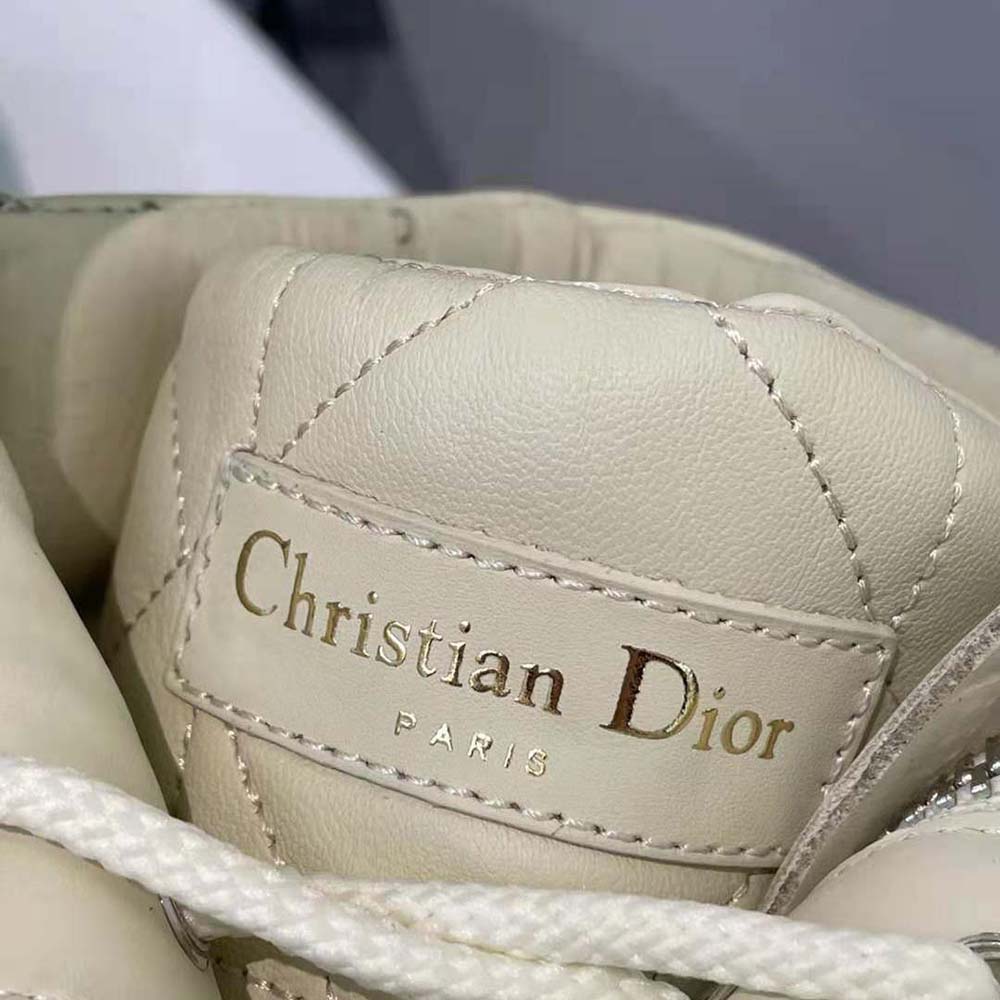 Dior Women D-Leader Ankle Boot White Quilted Cannage Calfskin