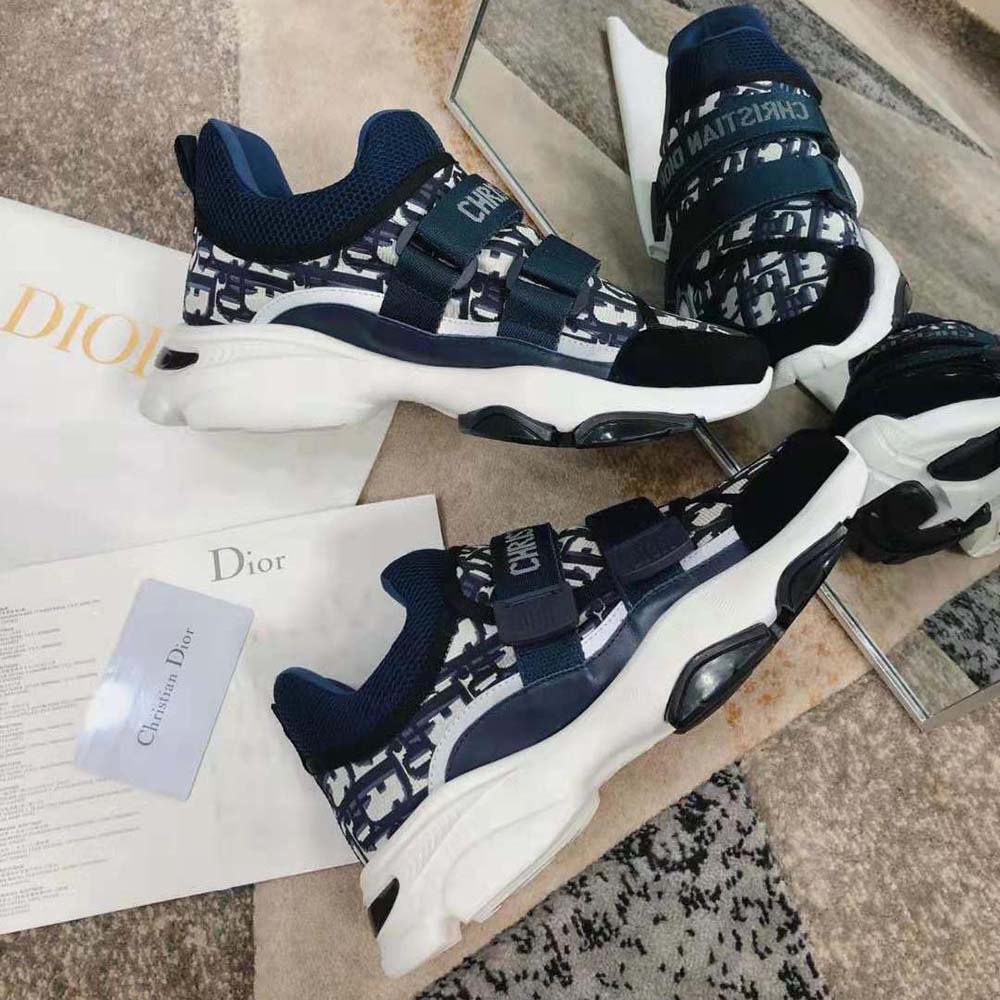 Dior Women D-Wander Sneaker Deep Blue Dior Oblique Technical Fabric