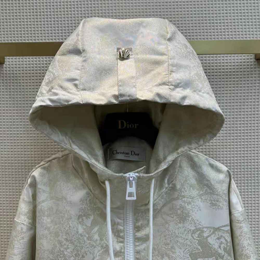 Dior Women D-Way Windbreaker Gold-Tone Technical Taffeta Jacquard