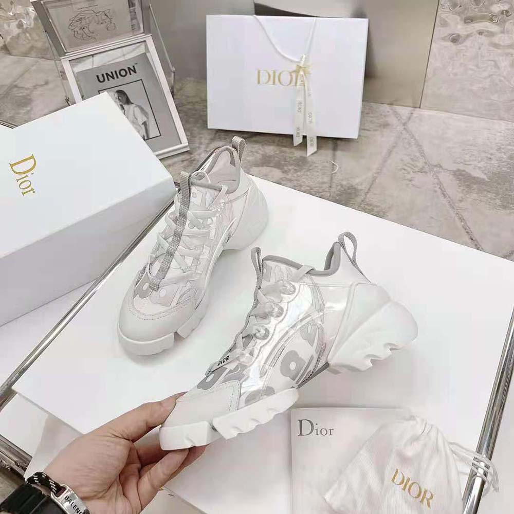 Dior Women D-connect Sneaker White Dior Spatial Printed Reflective Technical Fabric