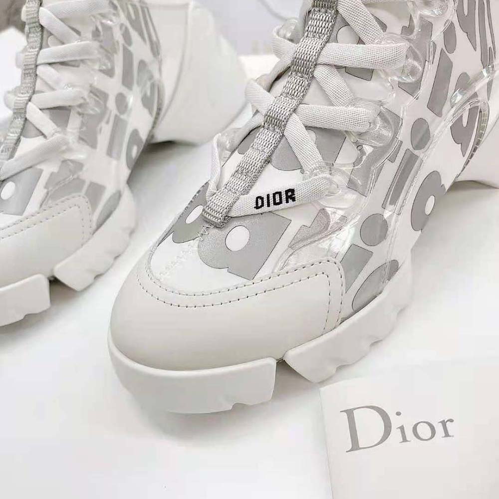 Dior Women D-connect Sneaker White Dior Spatial Printed Reflective Technical Fabric