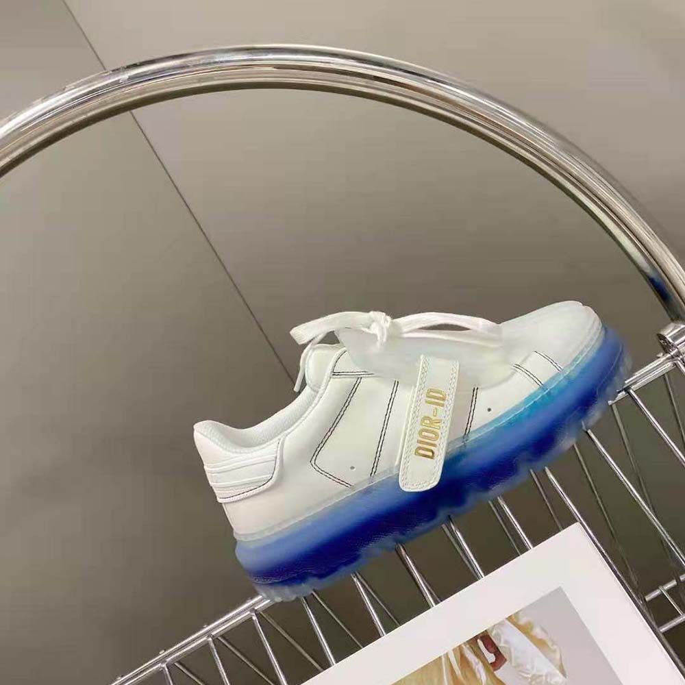 Dior Women Dior-Id Sneaker White Calfskin and Deep Blue Transparent Rubber