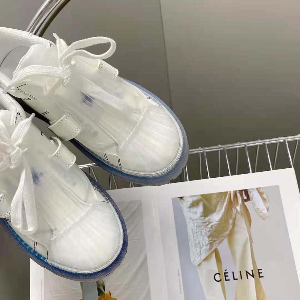 Dior Women Dior-Id Sneaker White Calfskin and Deep Blue Transparent Rubber