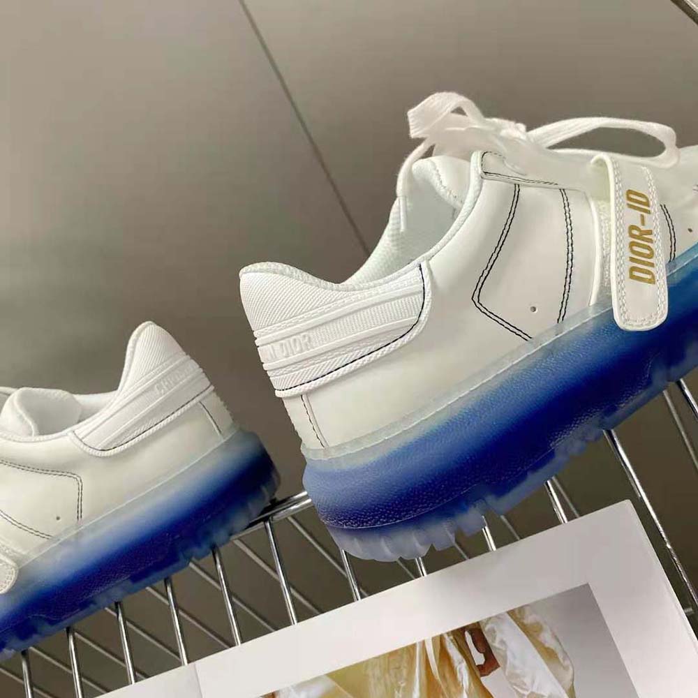 Dior Women Dior-Id Sneaker White Calfskin and Deep Blue Transparent Rubber