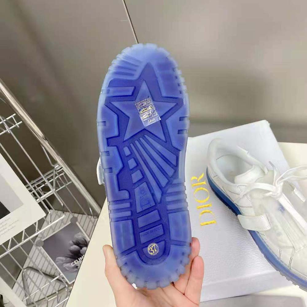 Dior Women Dior-Id Sneaker White Calfskin and Deep Blue Transparent Rubber