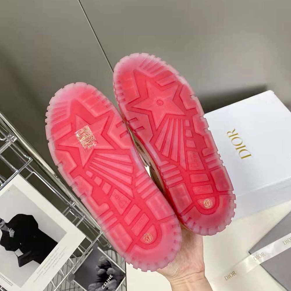 Dior Women Dior-Id Sneaker White Calfskin and Transparent Red Rubber