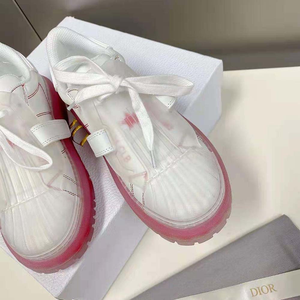 Dior Women Dior-Id Sneaker White Calfskin and Transparent Red Rubber