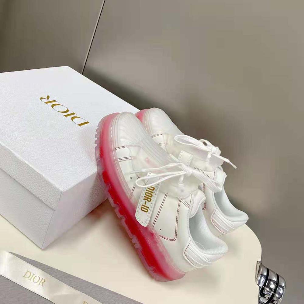 Dior Women Dior-Id Sneaker White Calfskin and Transparent Red Rubber