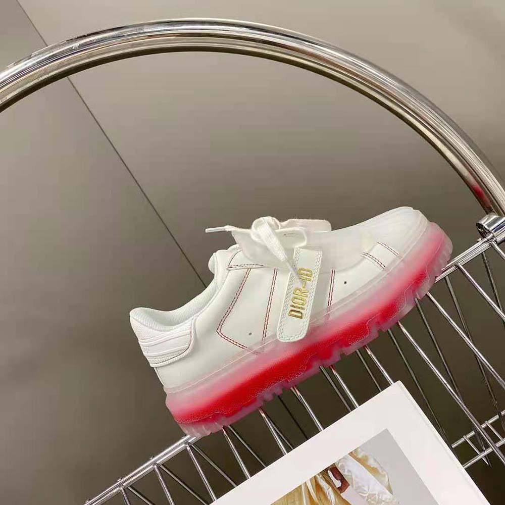 Dior Women Dior-Id Sneaker White Calfskin and Transparent Red Rubber