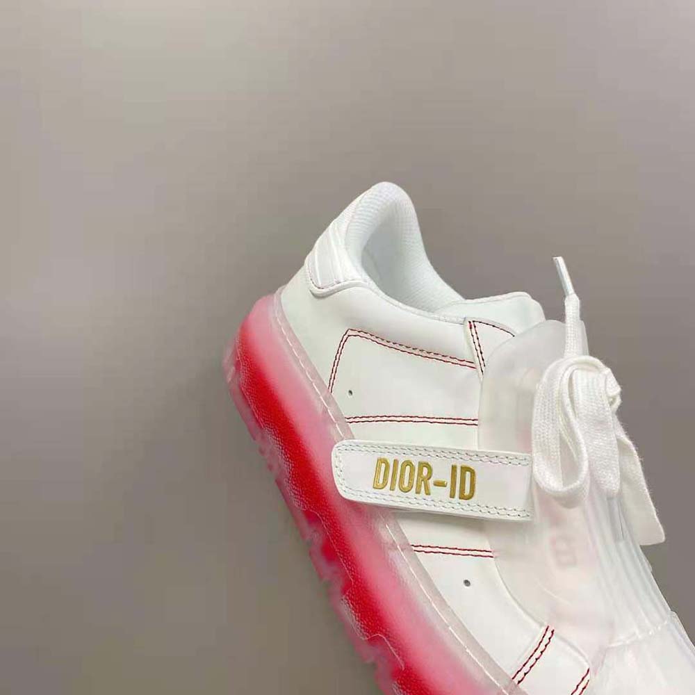 Dior Women Dior-Id Sneaker White Calfskin and Transparent Red Rubber