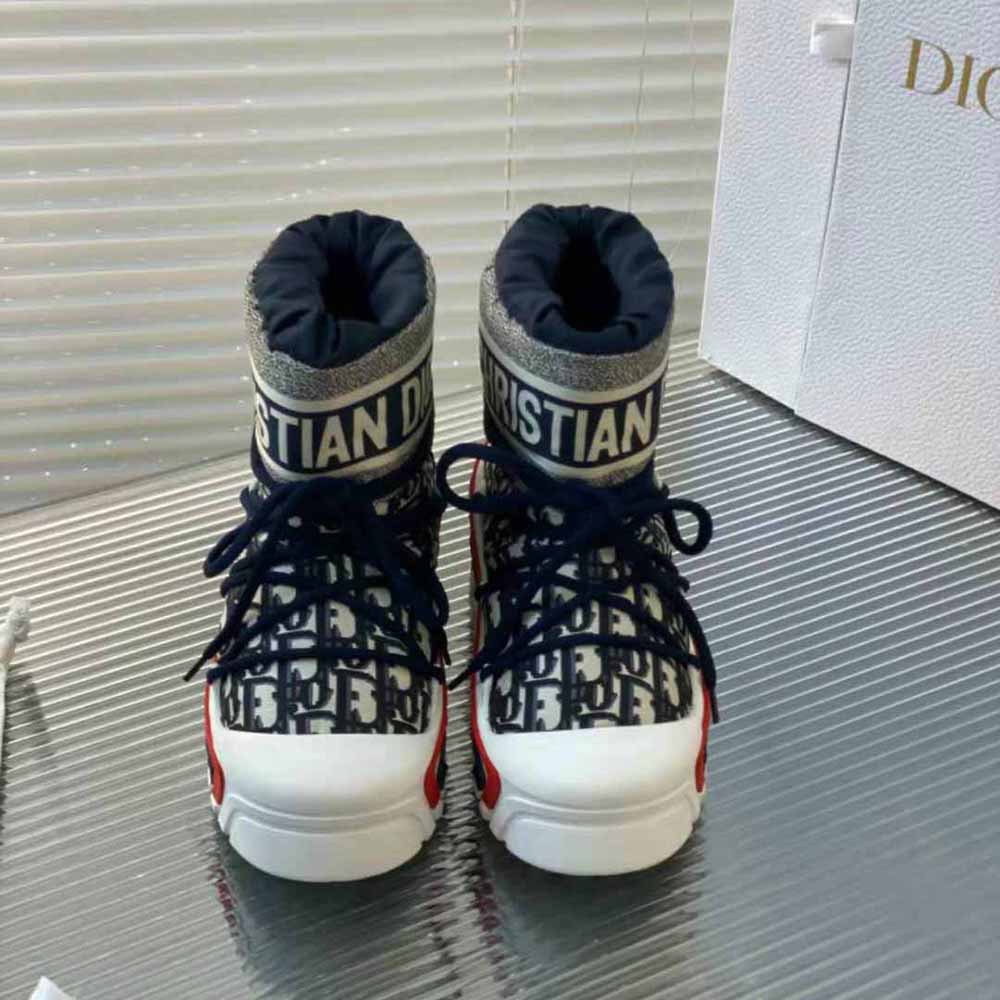 Dior Women Dioralps Snow Ankle Boot Deep Blue Dior Oblique Shiny Nylon