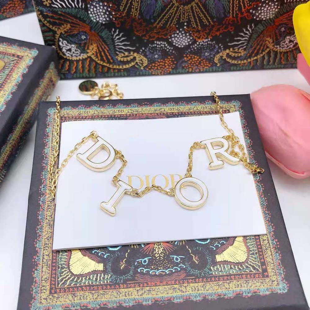 Dior Women Dio(r)evolution Necklace Gold-Finish Metal and White Lacquer