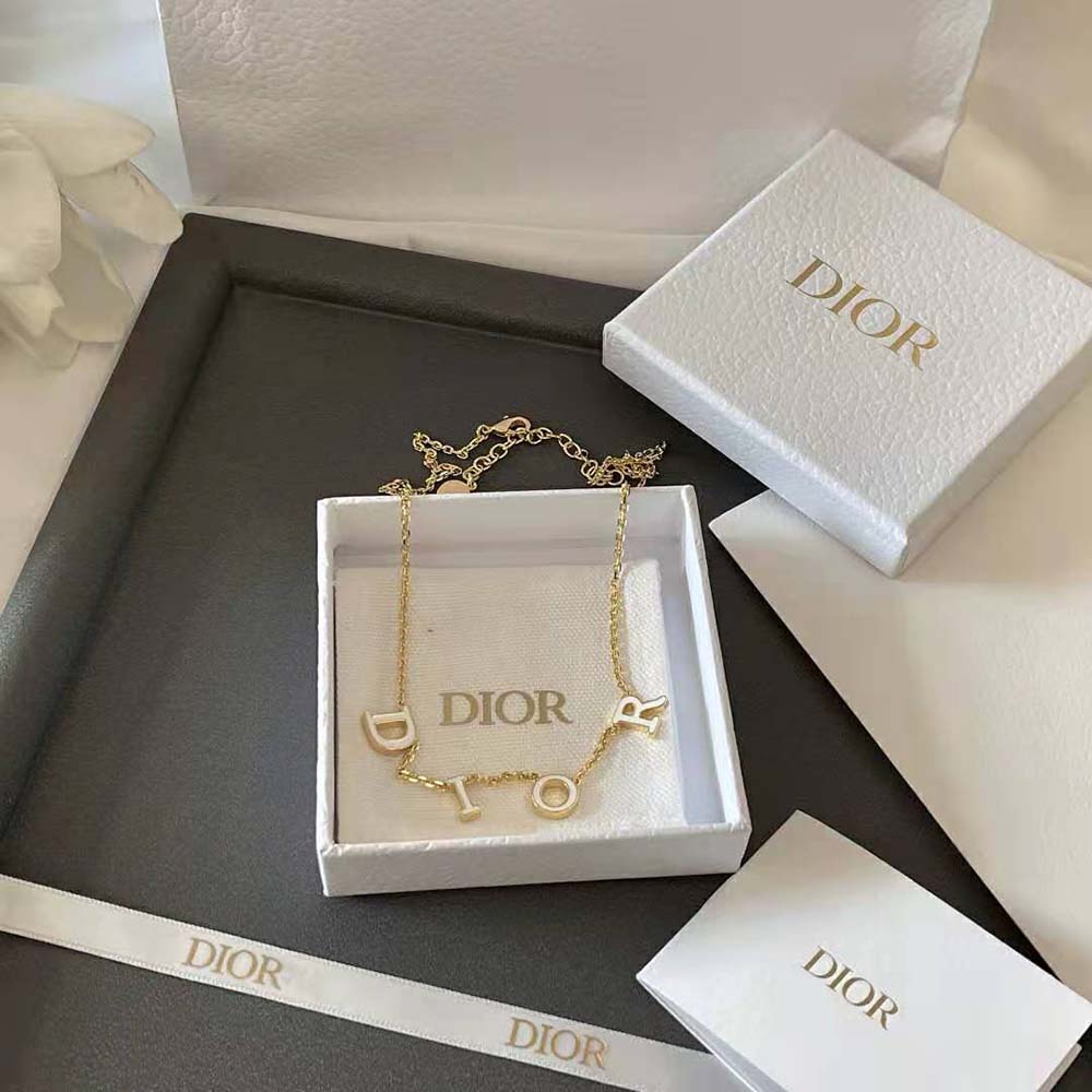 Dior Women Dio(r)evolution Necklace Gold-Finish Metal and White Lacquer