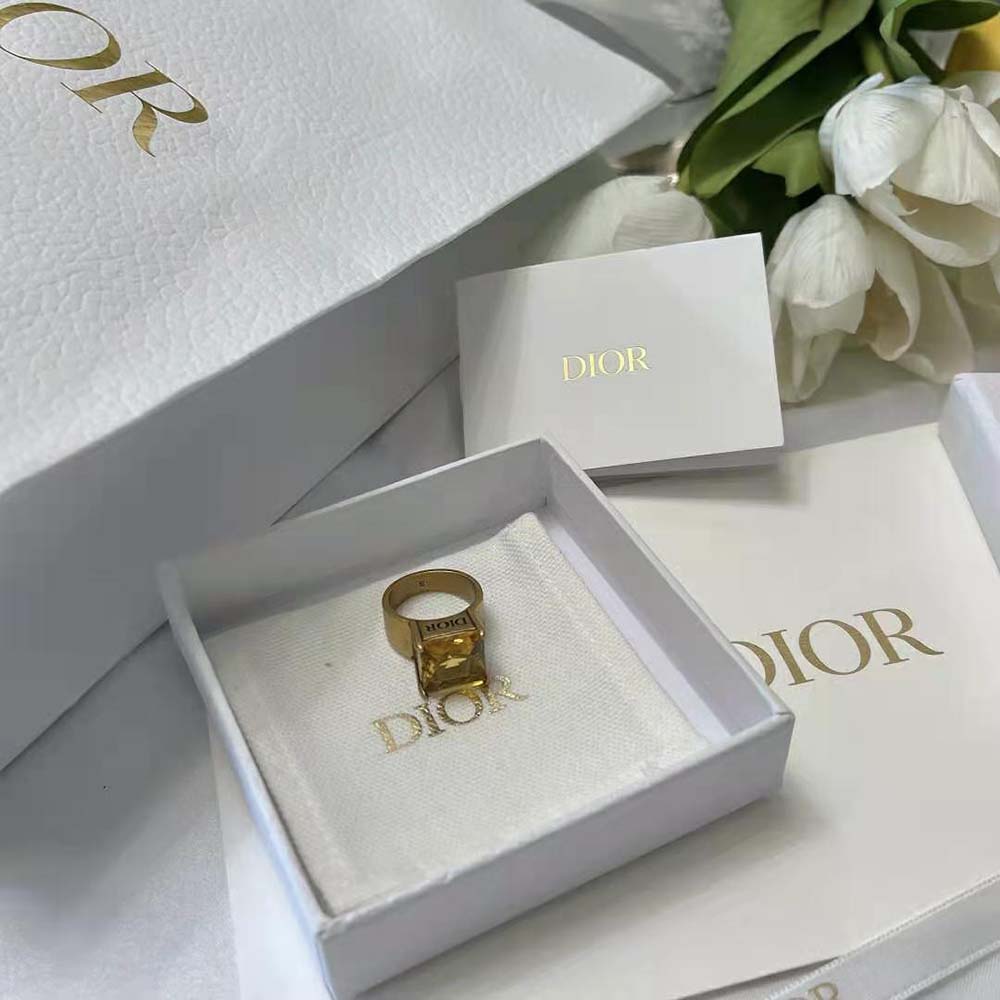 Dior Women Dio(r)evolution Ring Antique Gold-Finish Metal and Citrine