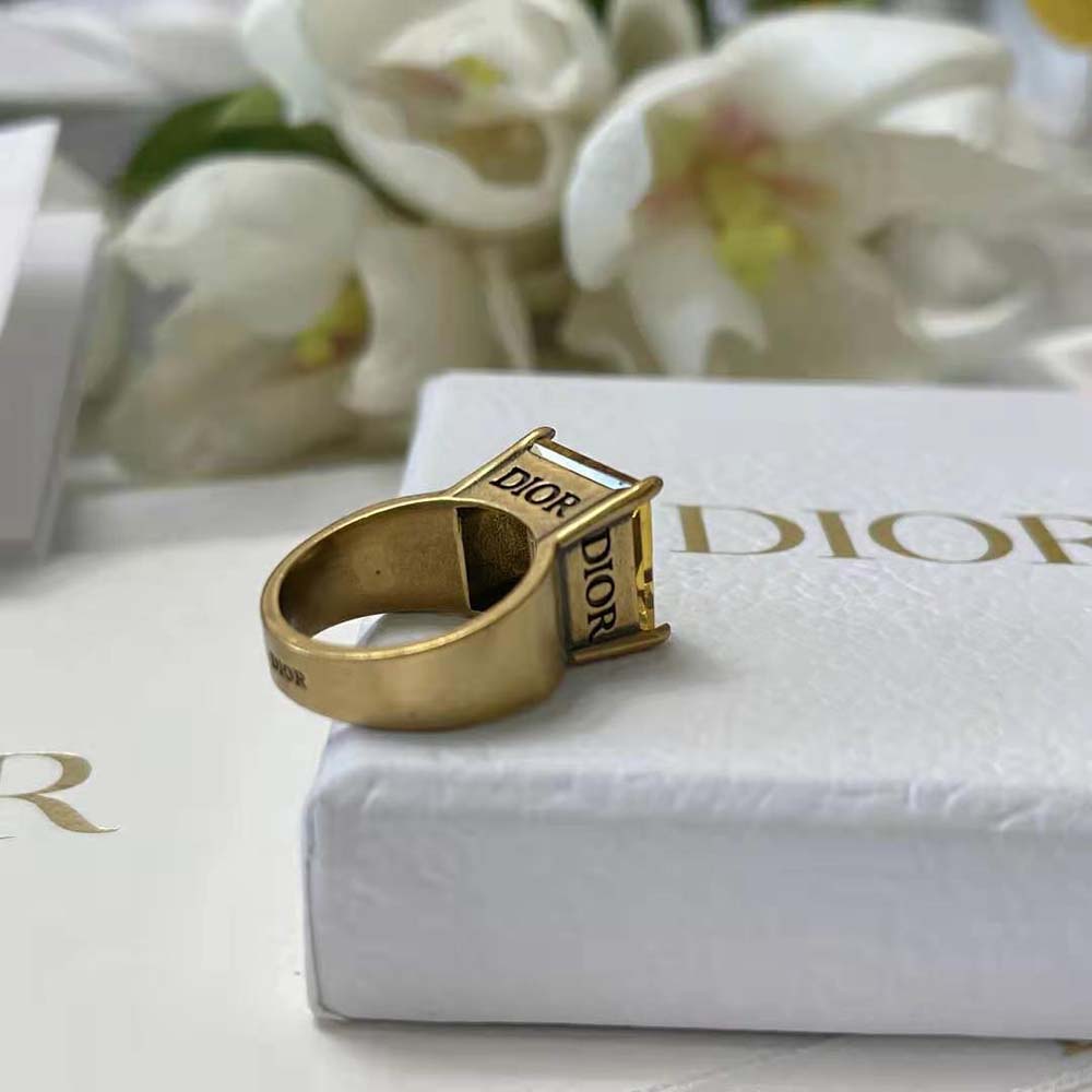 Dior Women Dio(r)evolution Ring Antique Gold-Finish Metal and Citrine