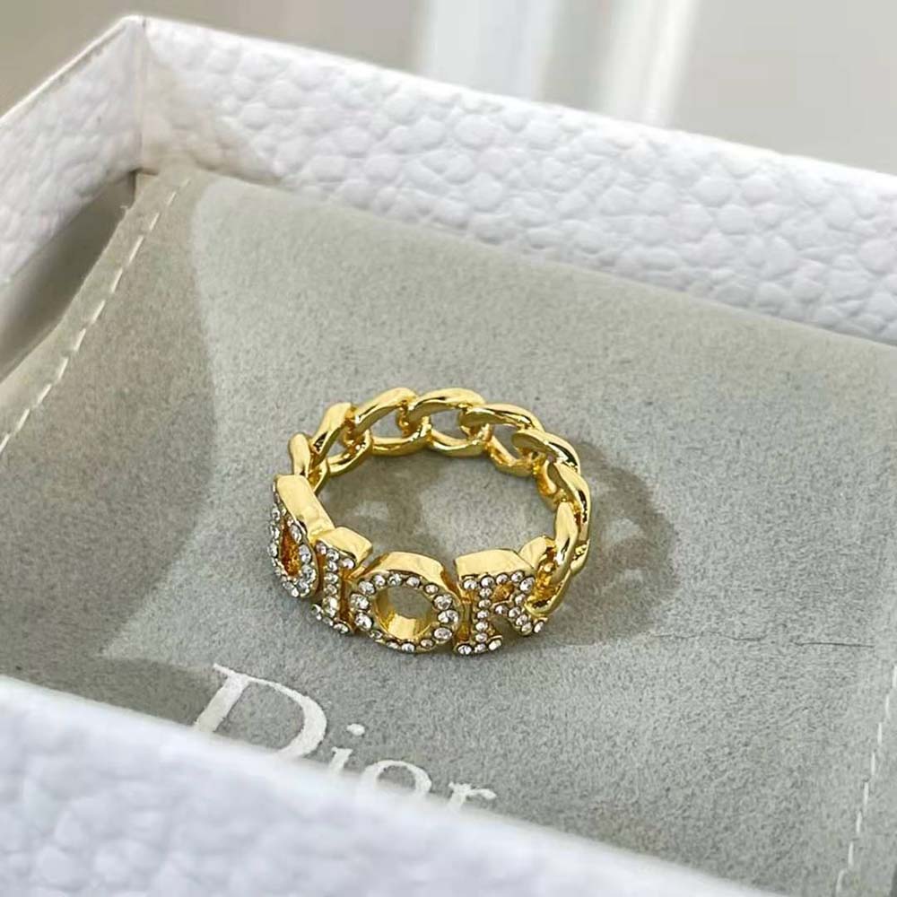 Dior Women Dio(r)evolution Ring Gold-Finish Metal and White Crystals