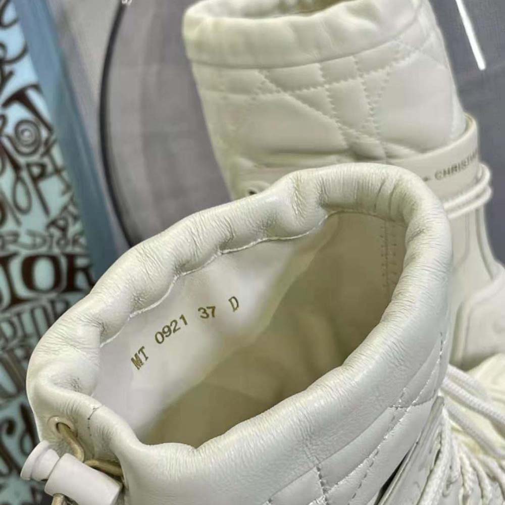 Dior Women Dioriron Ankle Boot White Quilted Cannage Calfskin