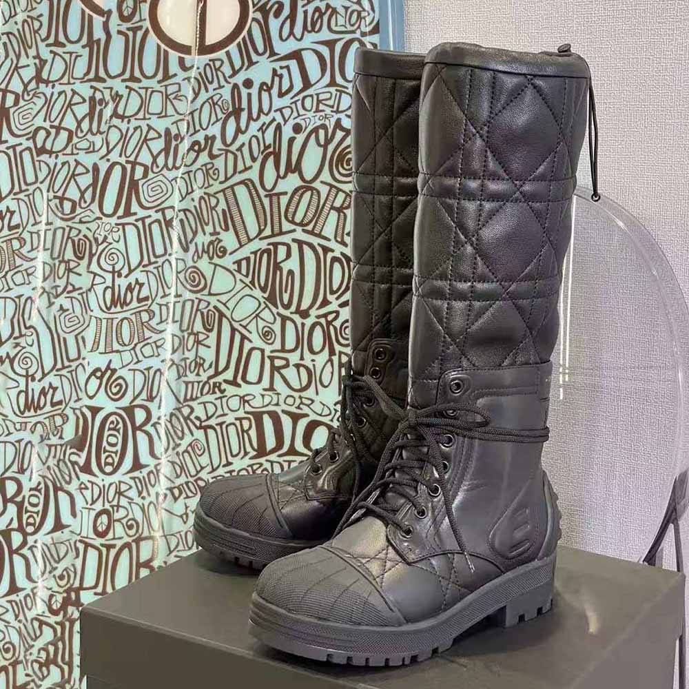Dior Women Dioriron Boot Black Quilted Cannage Calfskin