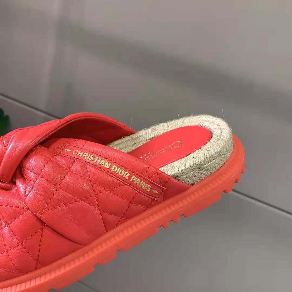 Dior Women Dtwist Slide Bright Orange Cannage Lambskin