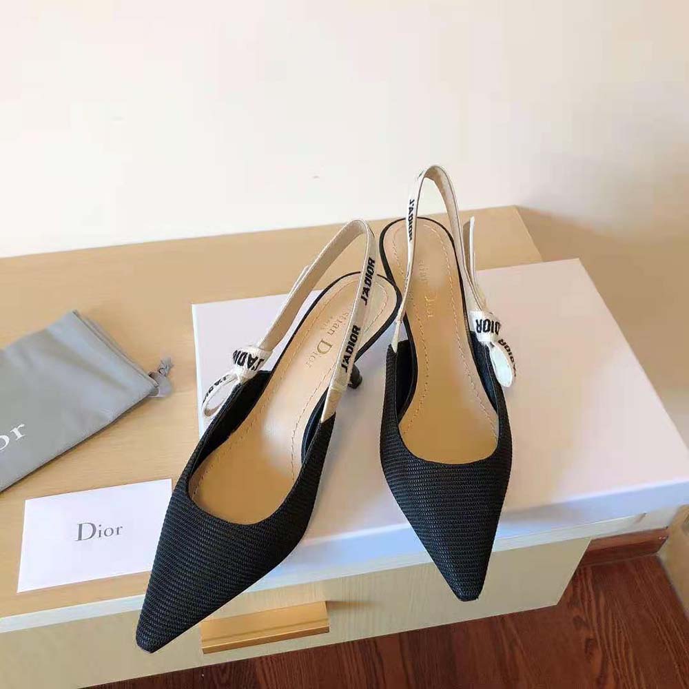 Dior Women J Adior Slingback Pump Black Technical Fabric