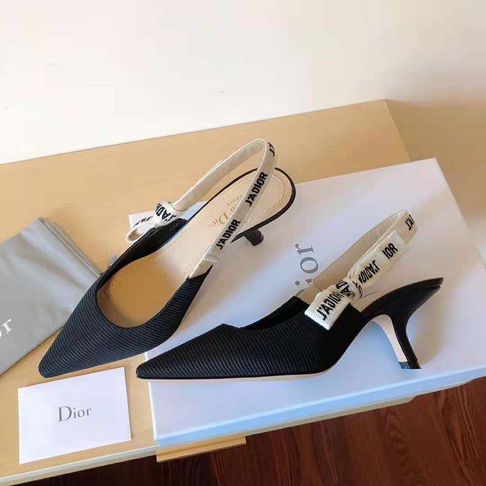 Dior Women J Adior Slingback Pump Black Technical Fabric