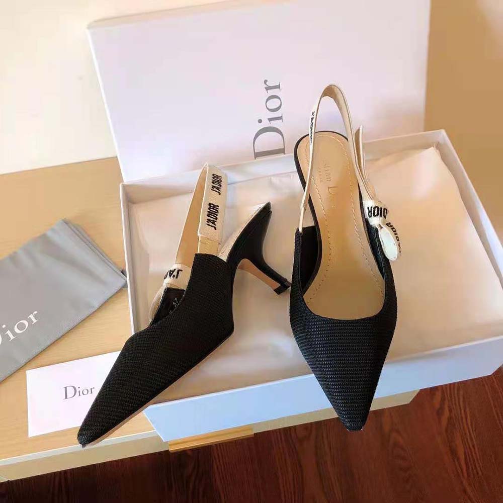 Dior Women J Adior Slingback Pump Black Technical Fabric