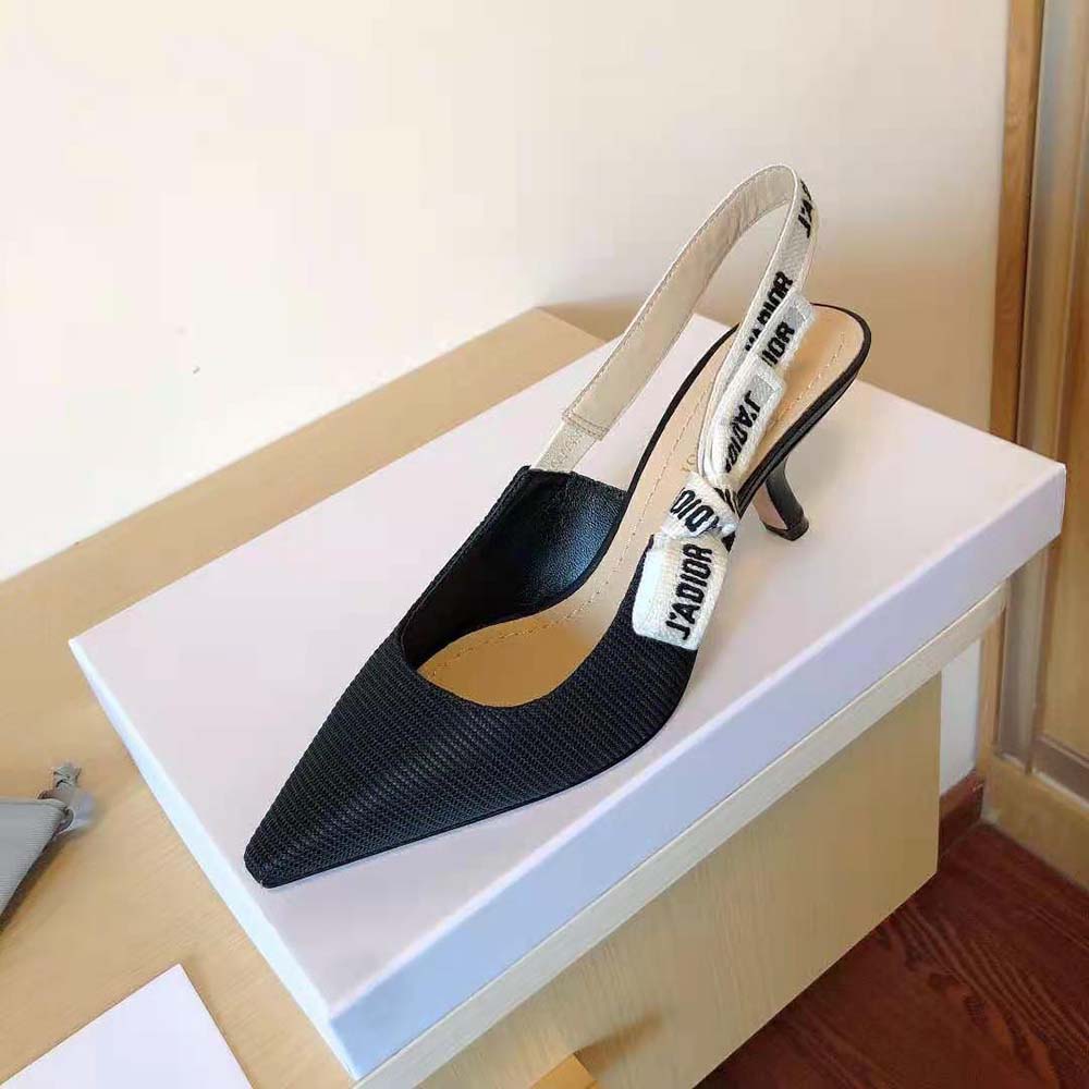 Dior Women J Adior Slingback Pump Black Technical Fabric