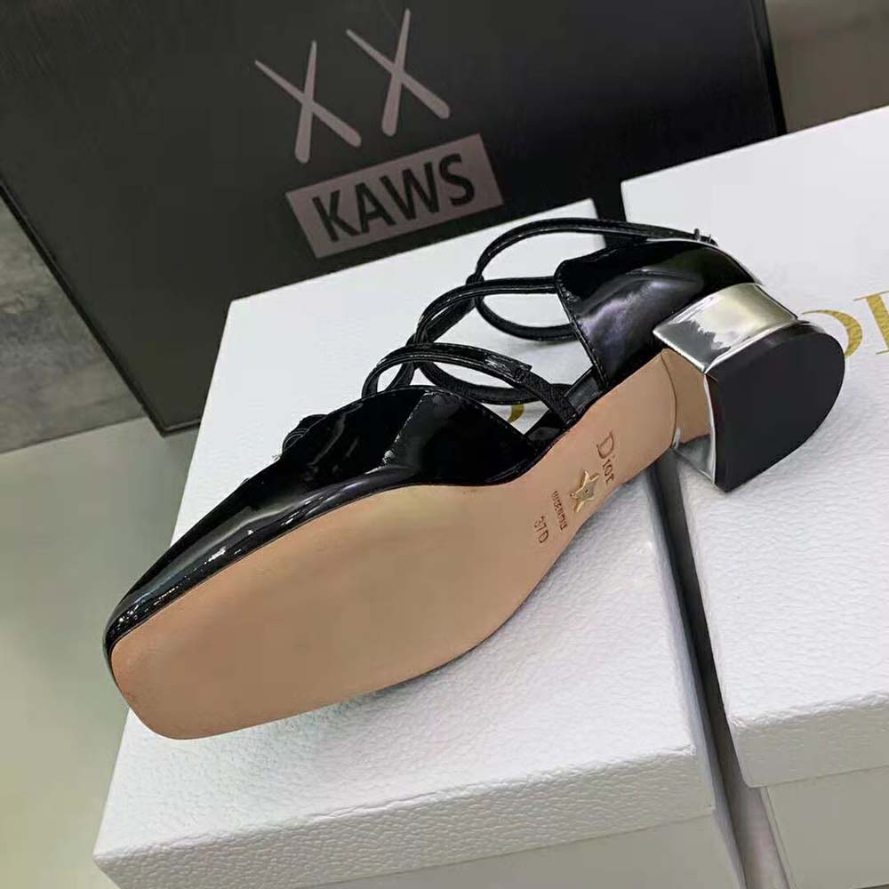 Dior Women La Parisienne Dior Ballerina Flat Black Patent Calfskin