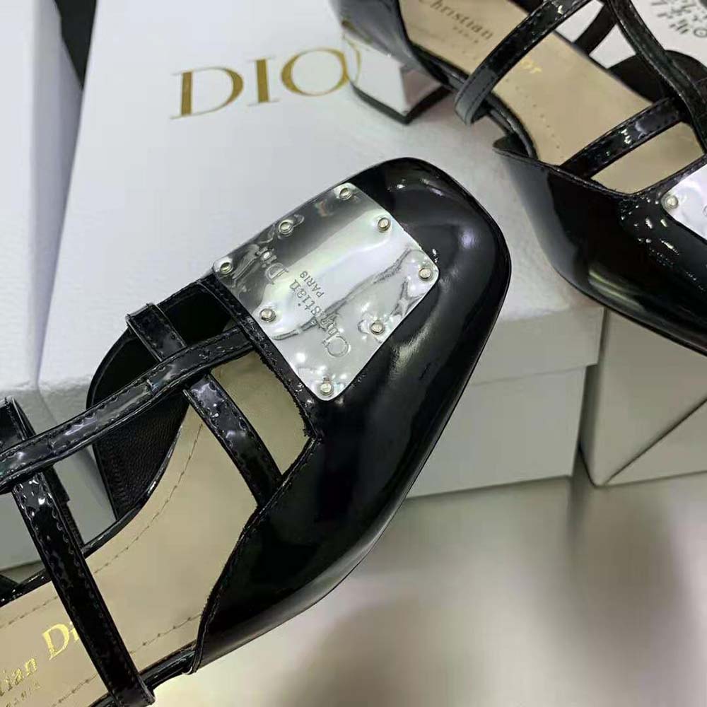 Dior Women La Parisienne Dior Ballerina Flat Black Patent Calfskin