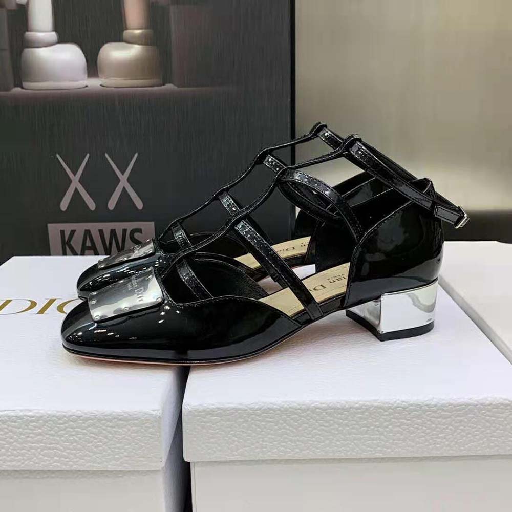 Dior Women La Parisienne Dior Ballerina Flat Black Patent Calfskin